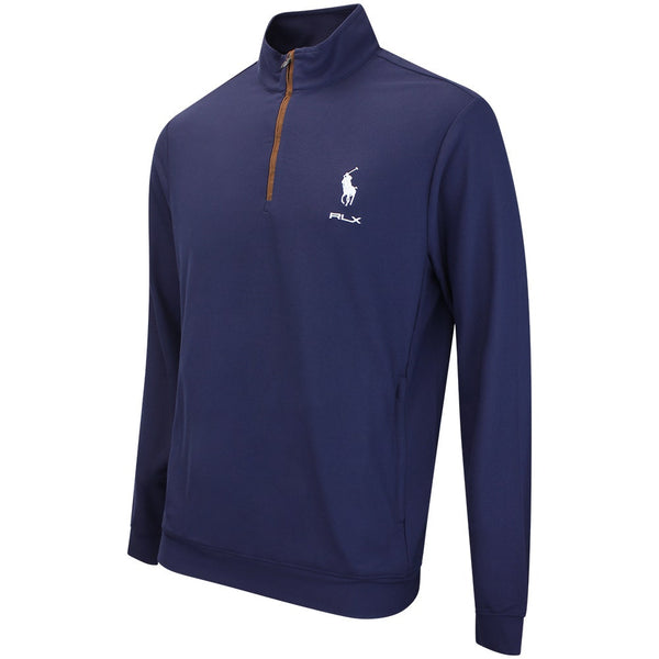 RLX Golf Pullover - RL Tour Pro Logo Heather QZ - Refined Navy AW26