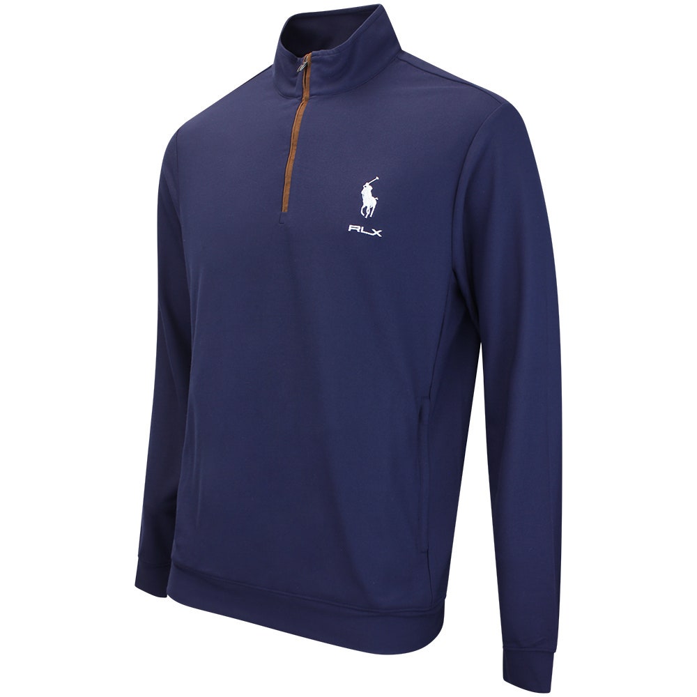 RLX Golf Pullover - RL Tour Pro Logo Heather QZ - Refined Navy AW26