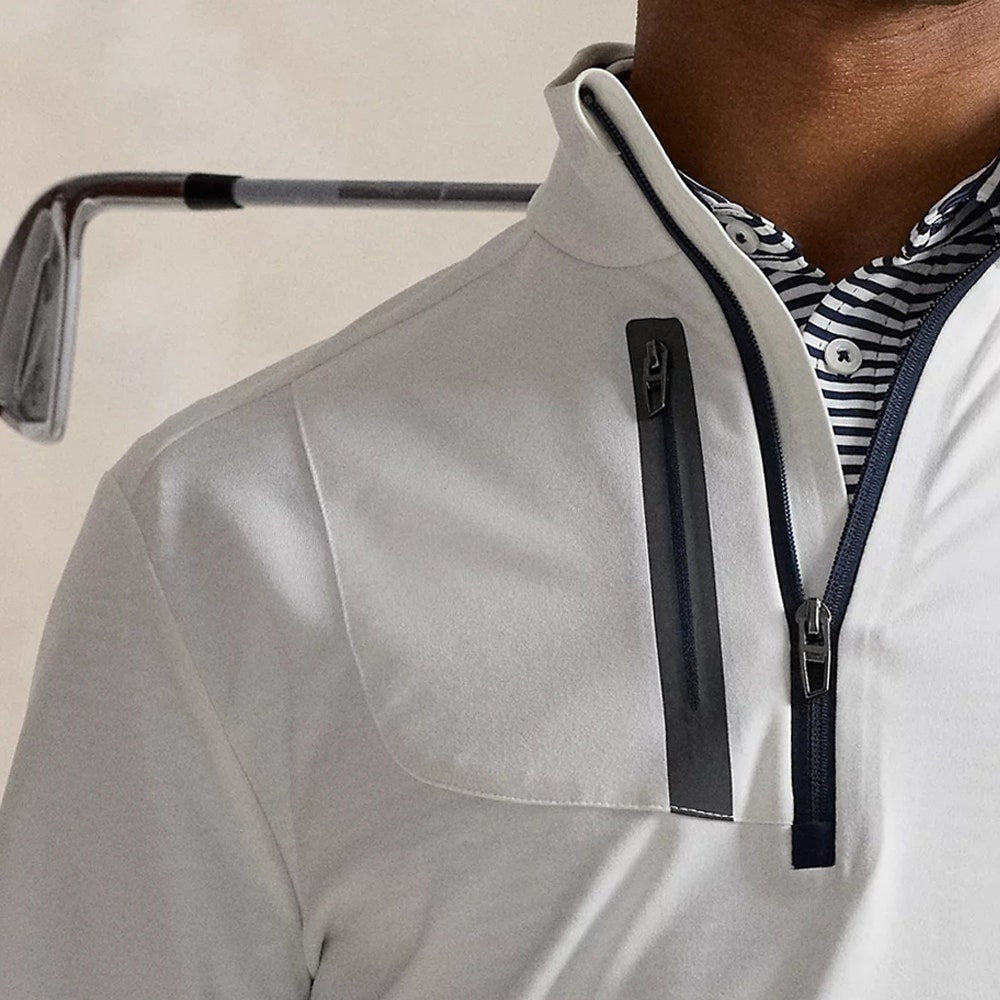 RLX Golf Pullover - RL Tour Pro Logo Lux Jersey - White - Pink FA25