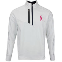 RLX Golf Pullover - RL Tour Pro Logo Lux Jersey - White - Pink FA25