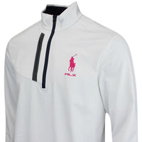 RLX Golf Pullover - RL Tour Pro Logo Lux Jersey - White - Pink FA25