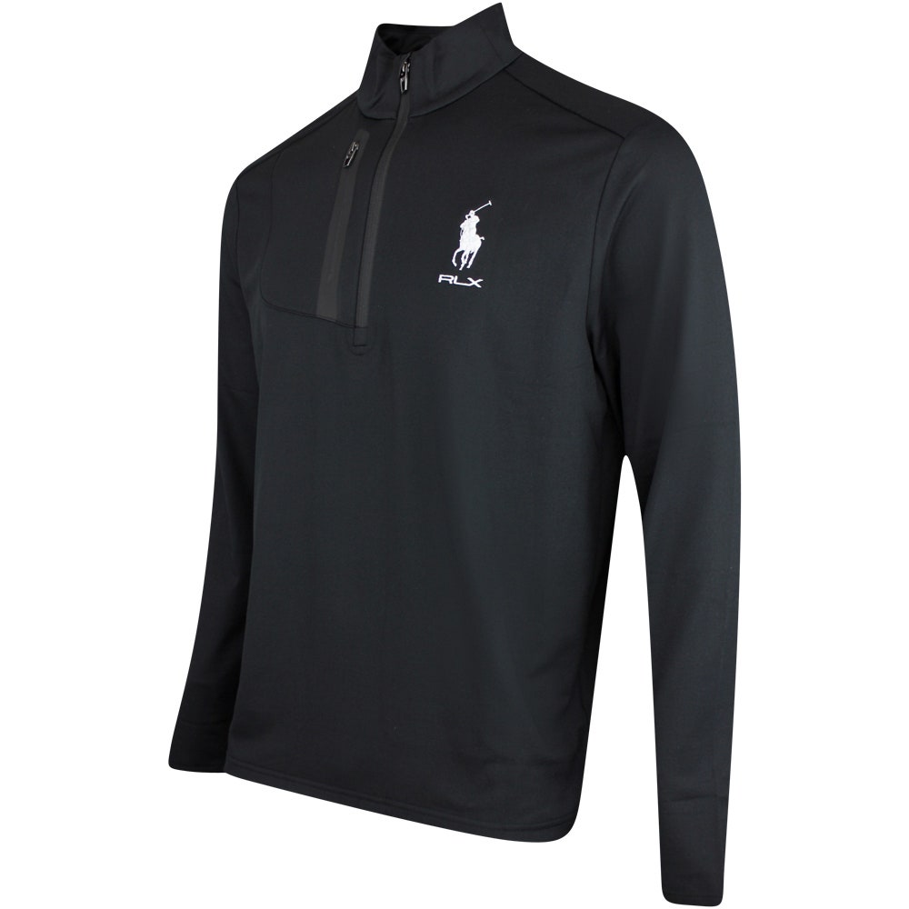 RLX Golf Pullover - RL Tour Pro Logo Lux QZ - Black - White SS26