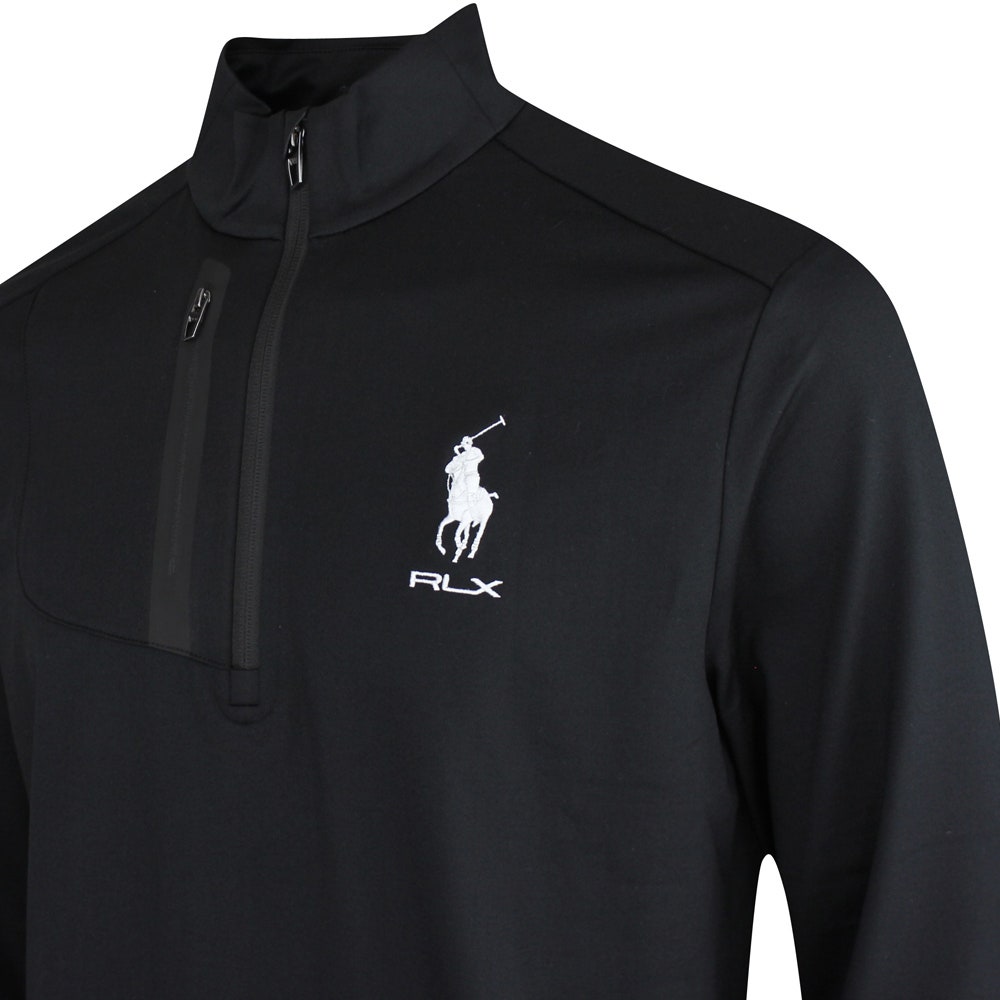 RLX Golf Pullover - RL Tour Pro Logo Lux QZ - Black - White SS26