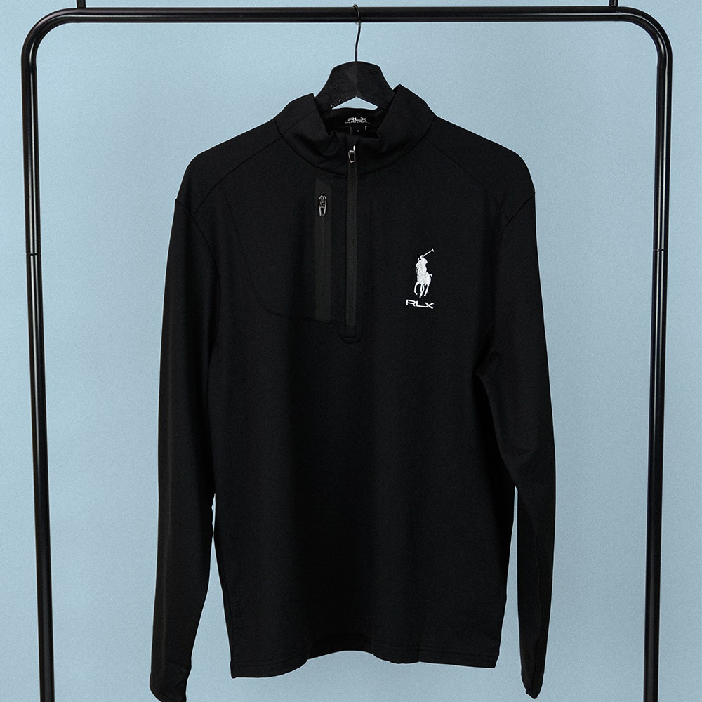 RLX Golf Pullover - RL Tour Pro Logo Lux QZ - Black - White SS26