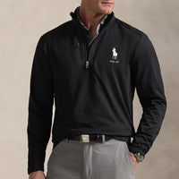 RLX Golf Pullover - RL Tour Pro Logo Lux QZ - Black - White SS26