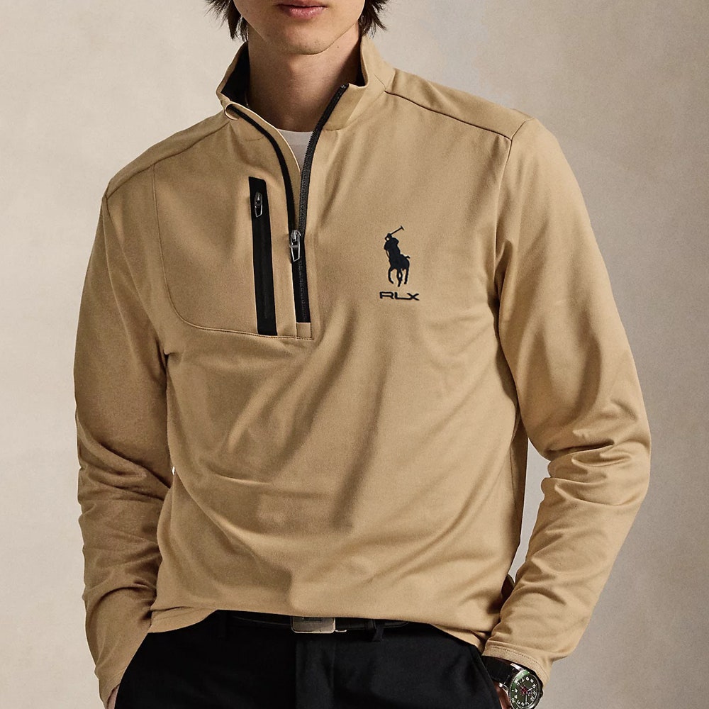 RLX Golf Pullover - RL Tour Pro Logo Lux QZ - C. Camel SS26