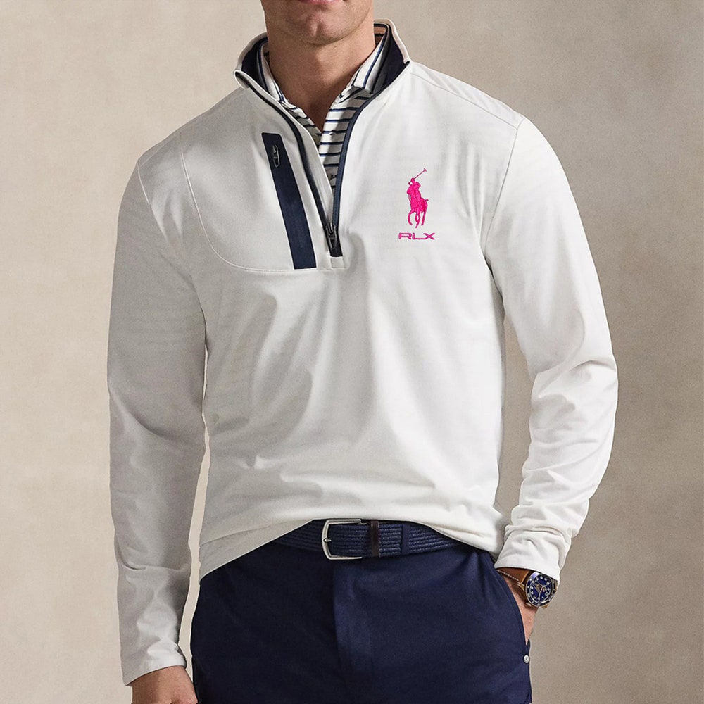 RLX Golf Pullover - RL Tour Pro Logo Lux QZ - C. White - Fuchsia SS26