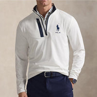 RLX Golf Pullover - RL Tour Pro Logo Lux QZ - C. White - Navy SS26