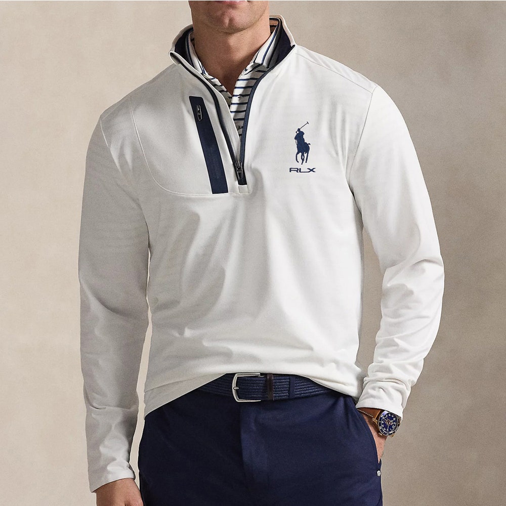RLX Golf Pullover - RL Tour Pro Logo Lux QZ - C. White - Navy SS26