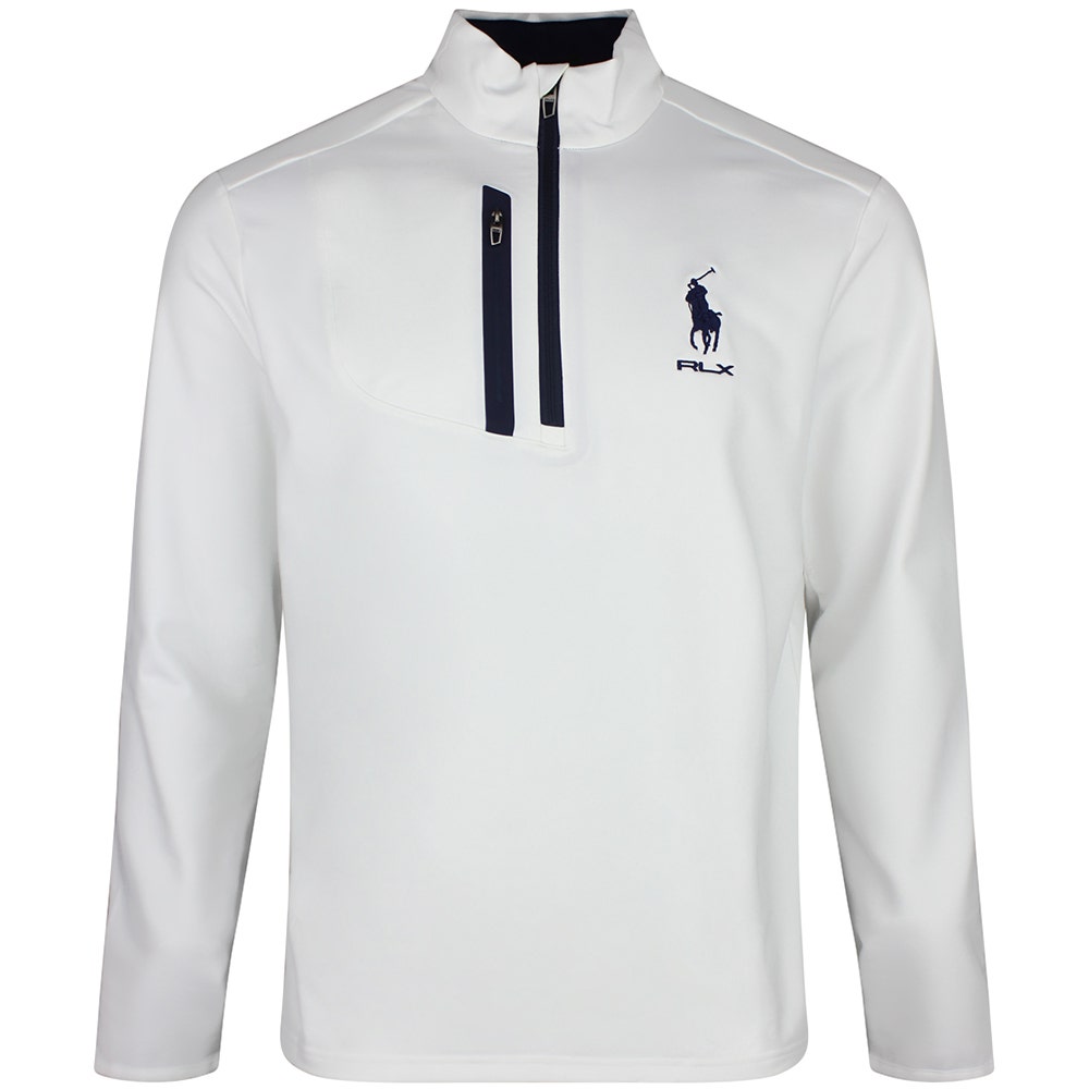 RLX Golf Pullover - RL Tour Pro Logo Lux QZ - C. White - Navy SS26