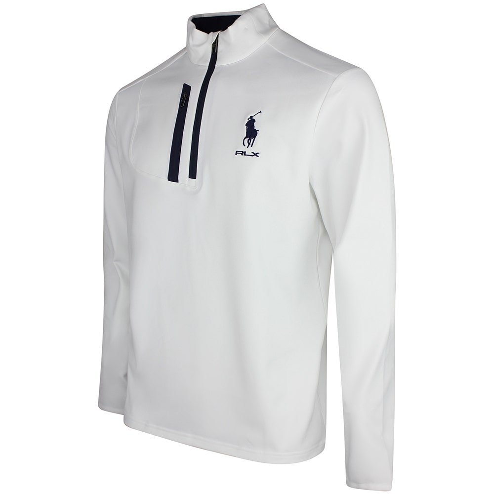 RLX Golf Pullover - RL Tour Pro Logo Lux QZ - C. White - Navy SS26