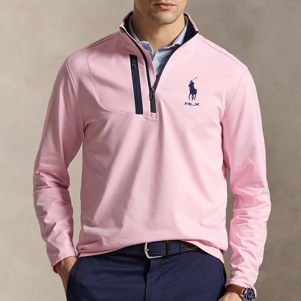 RLX Golf Pullover - RL Tour Pro Logo Lux QZ - Carmel Pink SS26