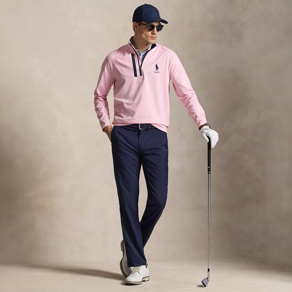 RLX Golf Pullover - RL Tour Pro Logo Lux QZ - Carmel Pink SS26