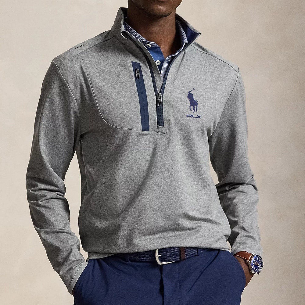 RLX Golf Pullover - RL Tour Pro Logo Lux QZ - M. Grey Heather AW26