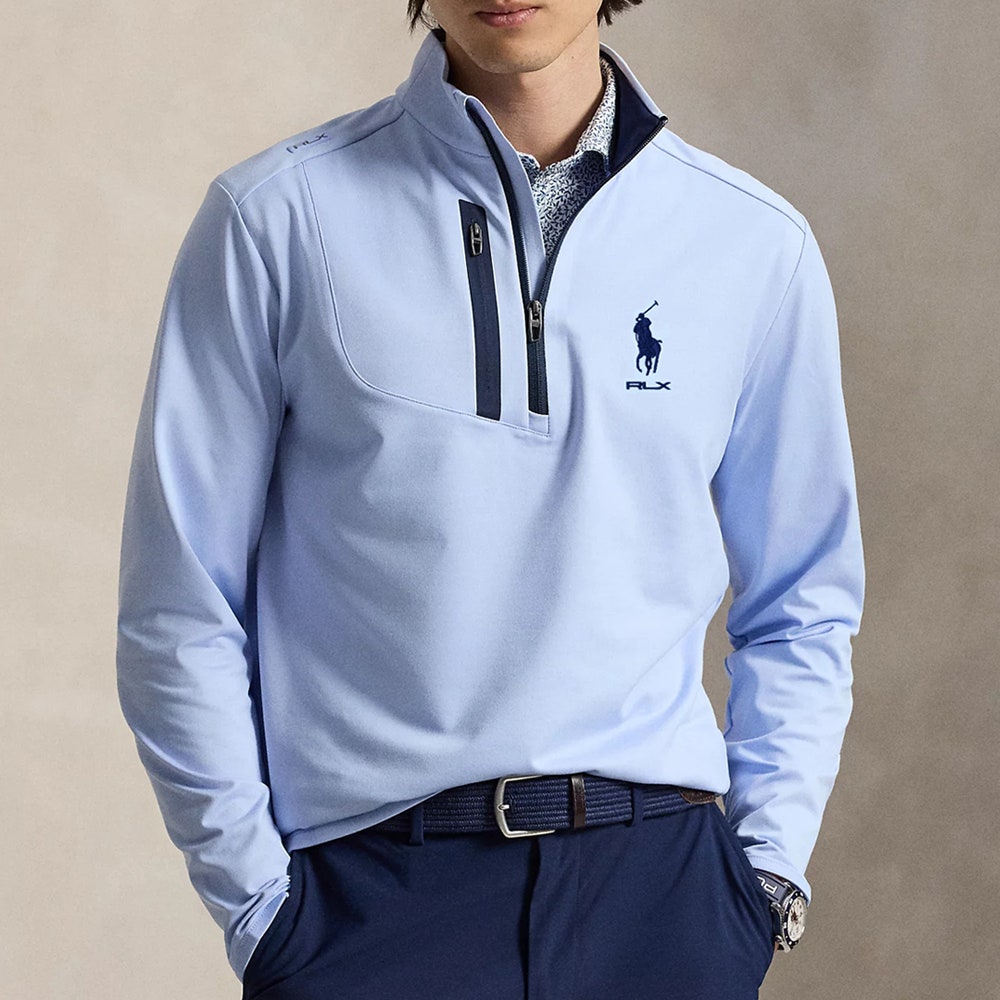 RLX Golf Pullover - RL Tour Pro Logo Lux QZ - Pebble Blue AW26