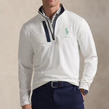 RLX Golf Pullover - RL Tour Pro Logo Lux QZ - White - O. Green SS26
