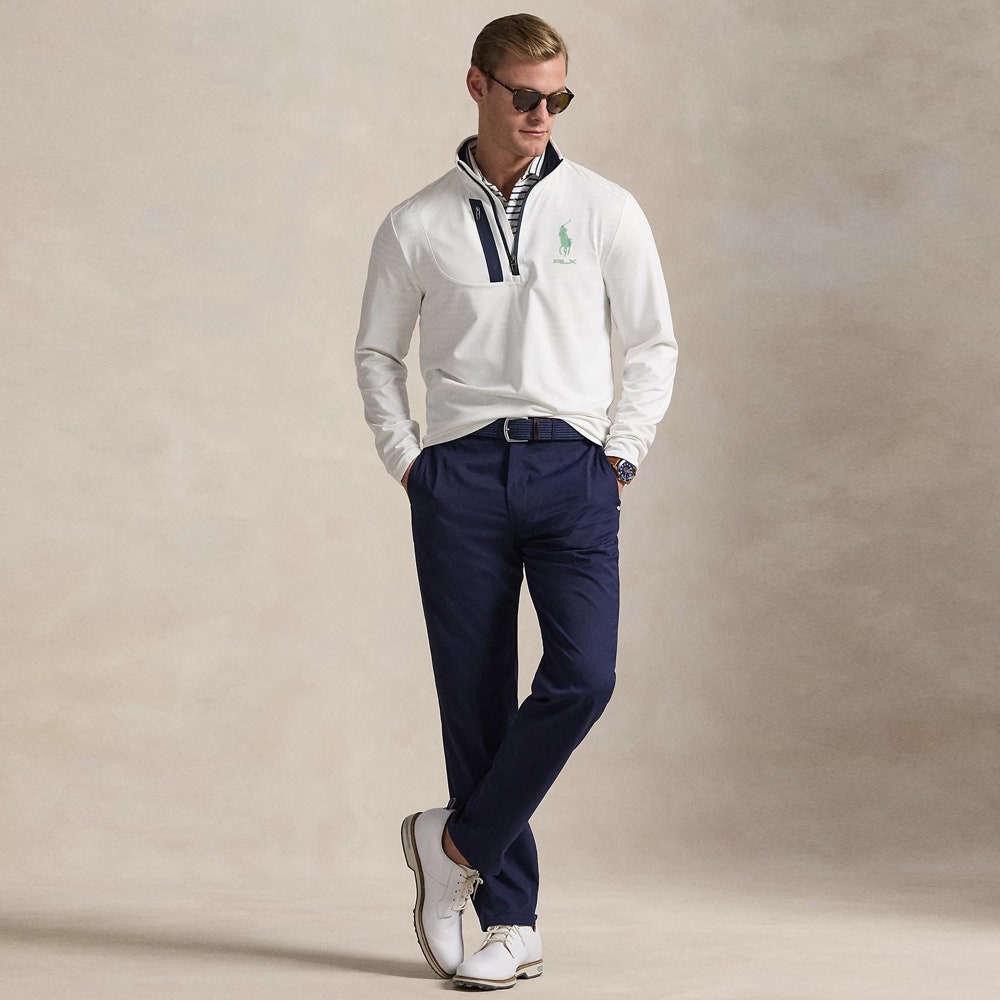 RLX Golf Pullover - RL Tour Pro Logo Lux QZ - White - O. Green SS26