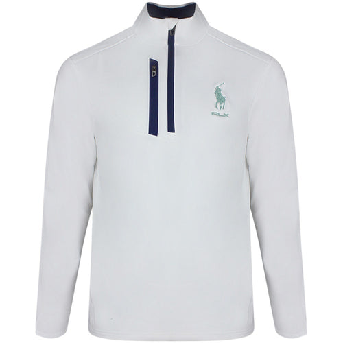 RLX Golf Pullover - RL Tour Pro Logo Lux QZ - White - O. Green SS26