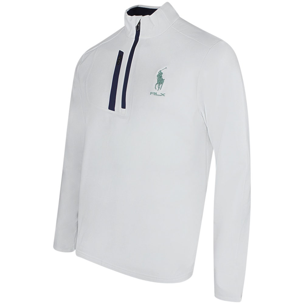 RLX Golf Pullover - RL Tour Pro Logo Lux QZ - White - O. Green SS26