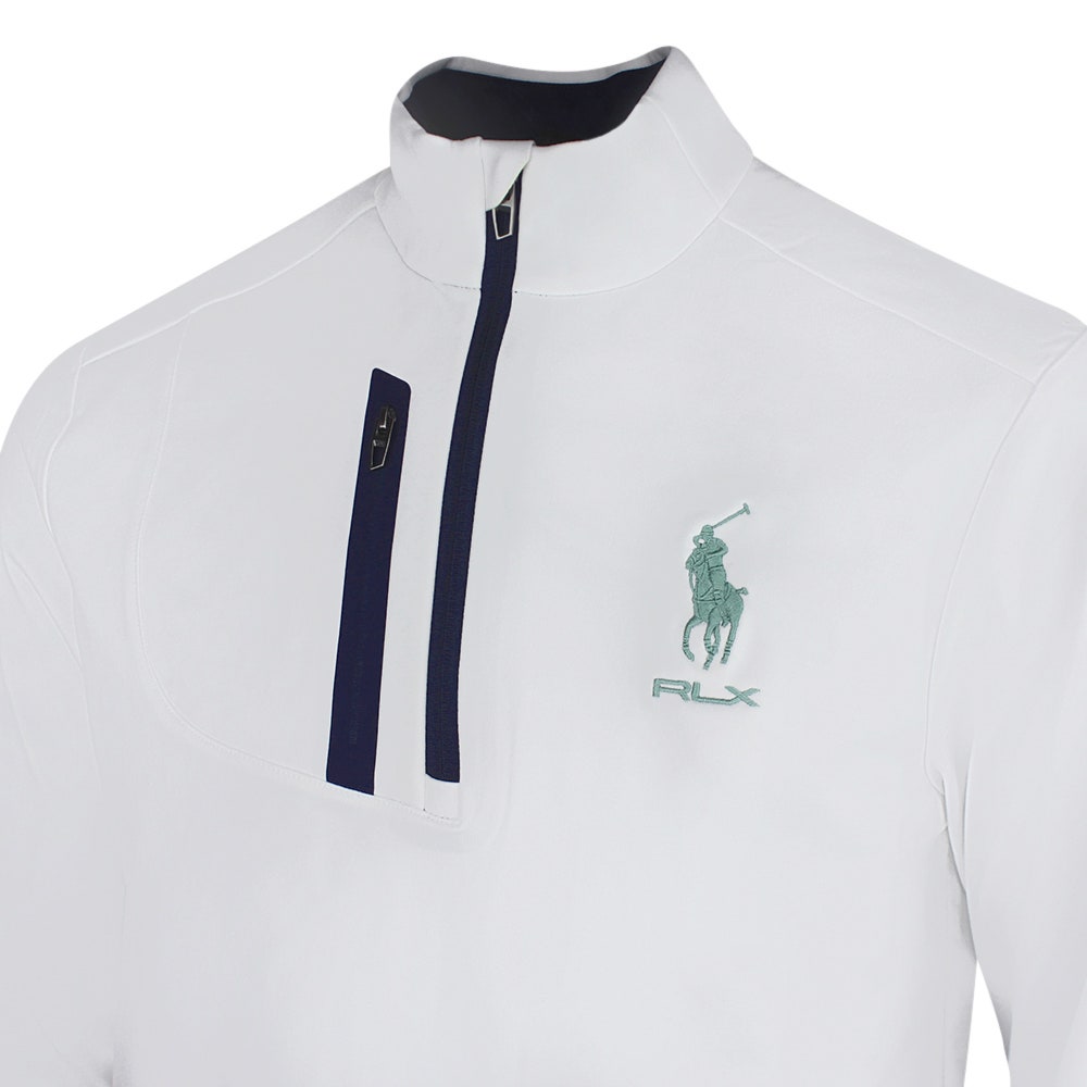 RLX Golf Pullover - RL Tour Pro Logo Lux QZ - White - O. Green SS26