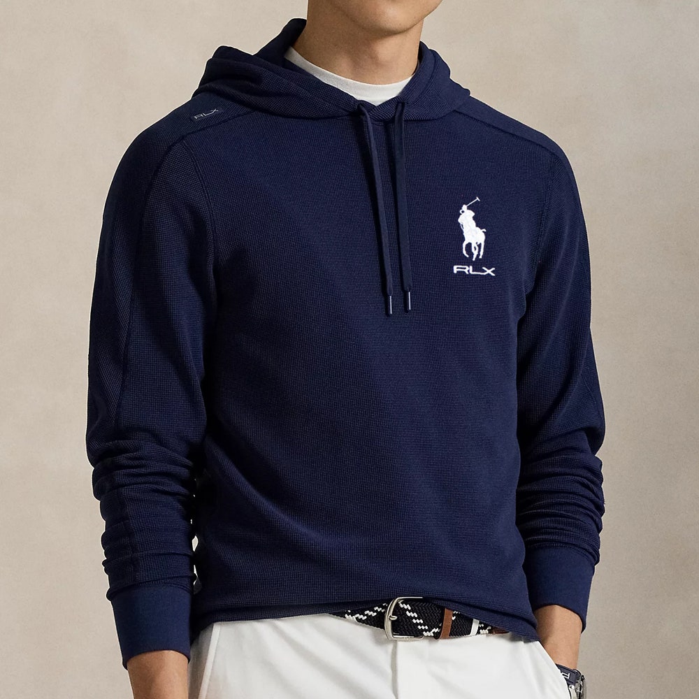 RLX Golf Pullover - RL Tour Pro Logo Tech Waffle Hoodie - Navy FA25