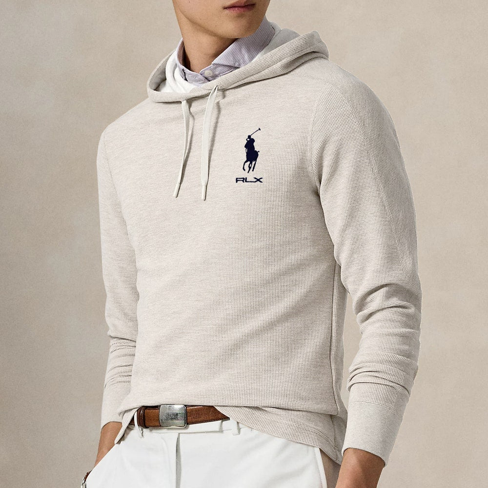 RLX Golf Pullover - RL Tour Pro Logo Tech Waffle Hoodie - Pebble FA25