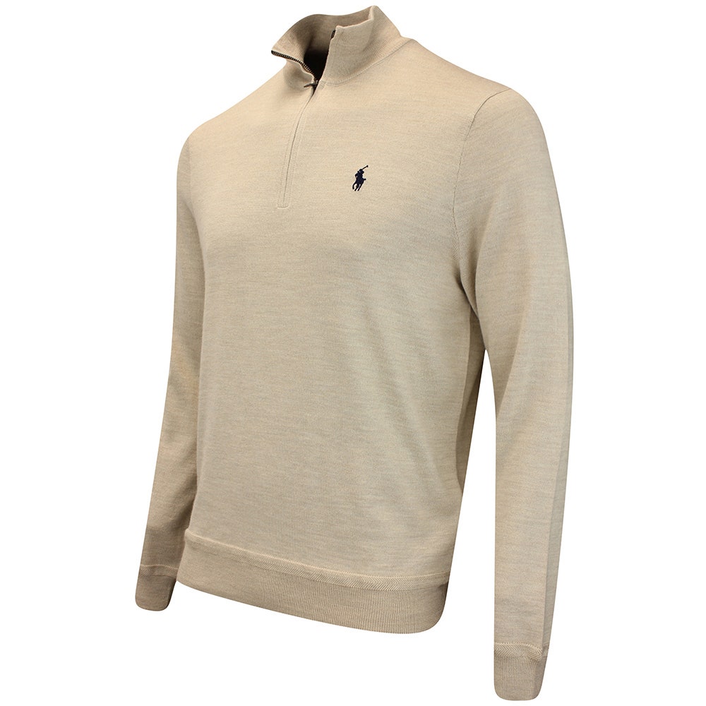 RLX Golf Pullover - Wool Blend QZ - Ecru Tan Htr FA25