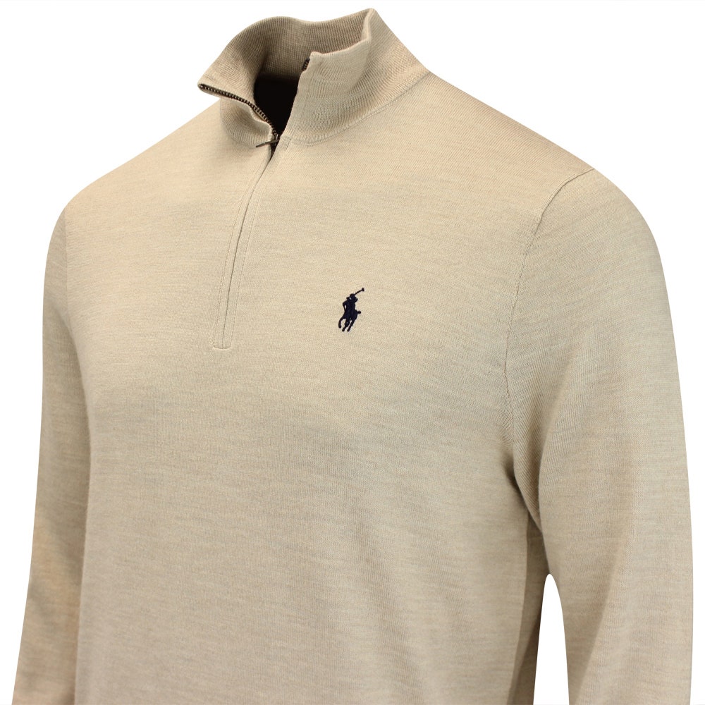 RLX Golf Pullover - Wool Blend QZ - Ecru Tan Htr FA25
