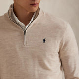 RLX Golf Pullover - Wool Blend QZ - Ecru Tan Htr FA25