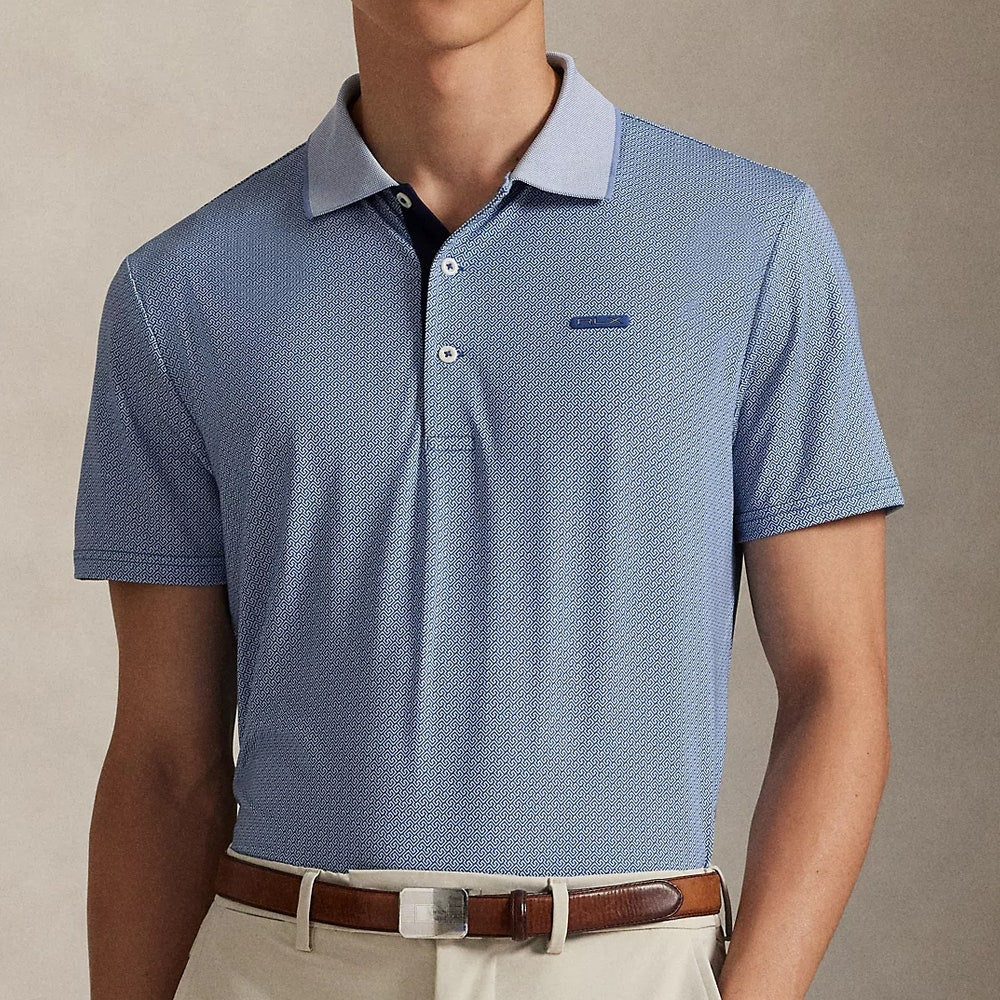 RLX Golf Shirt - Printed Airflow Polo - Old Royal Square Key FA25