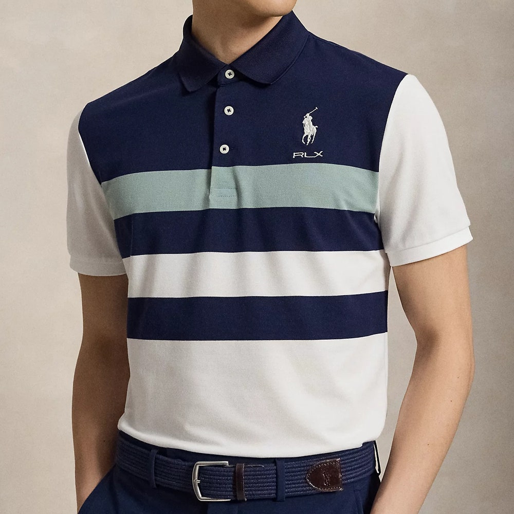 RLX Golf Shirt - RL Tour Pro Logo CB Pique - White - Navy AW26