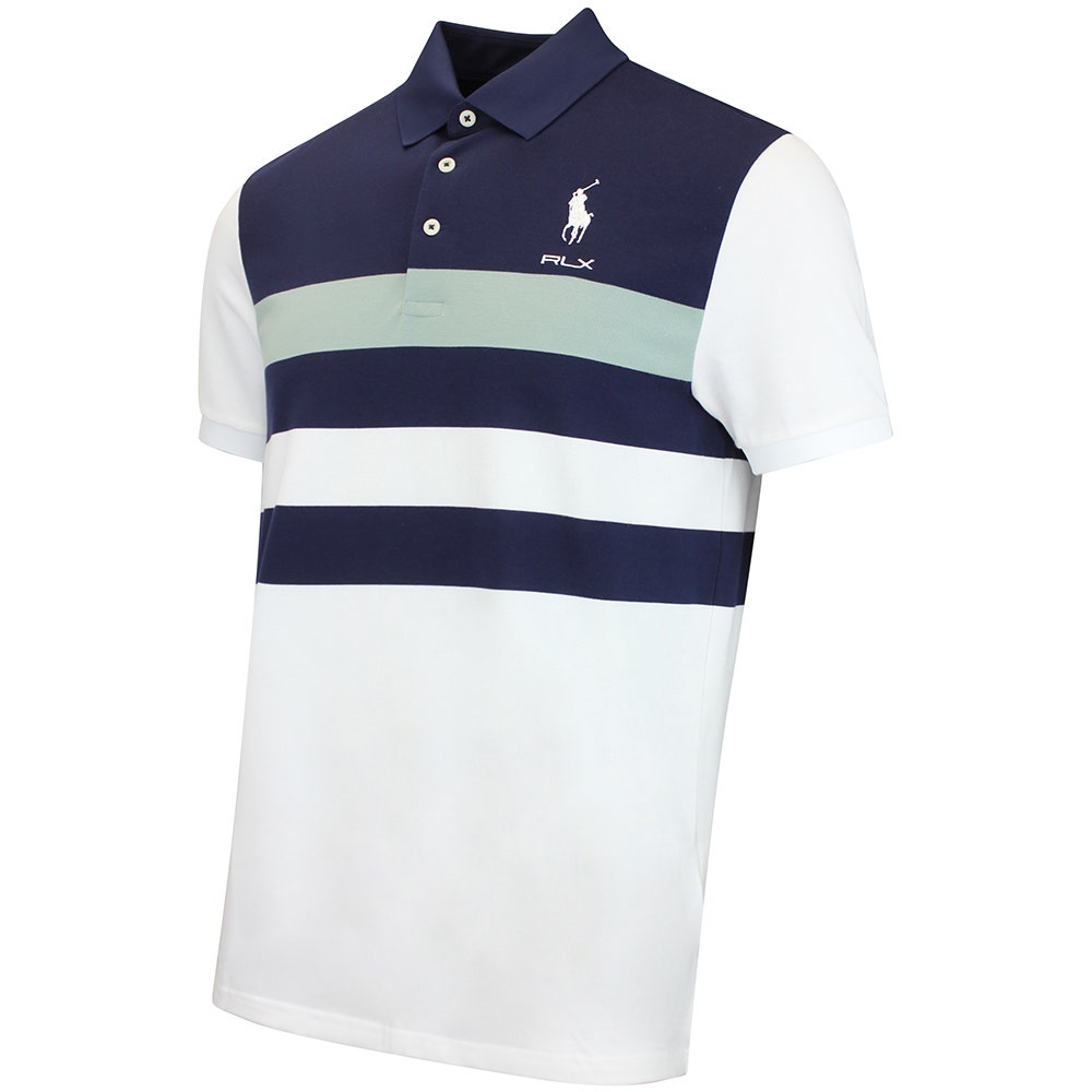 RLX Golf Shirt - RL Tour Pro Logo CB Pique - White - Navy AW26