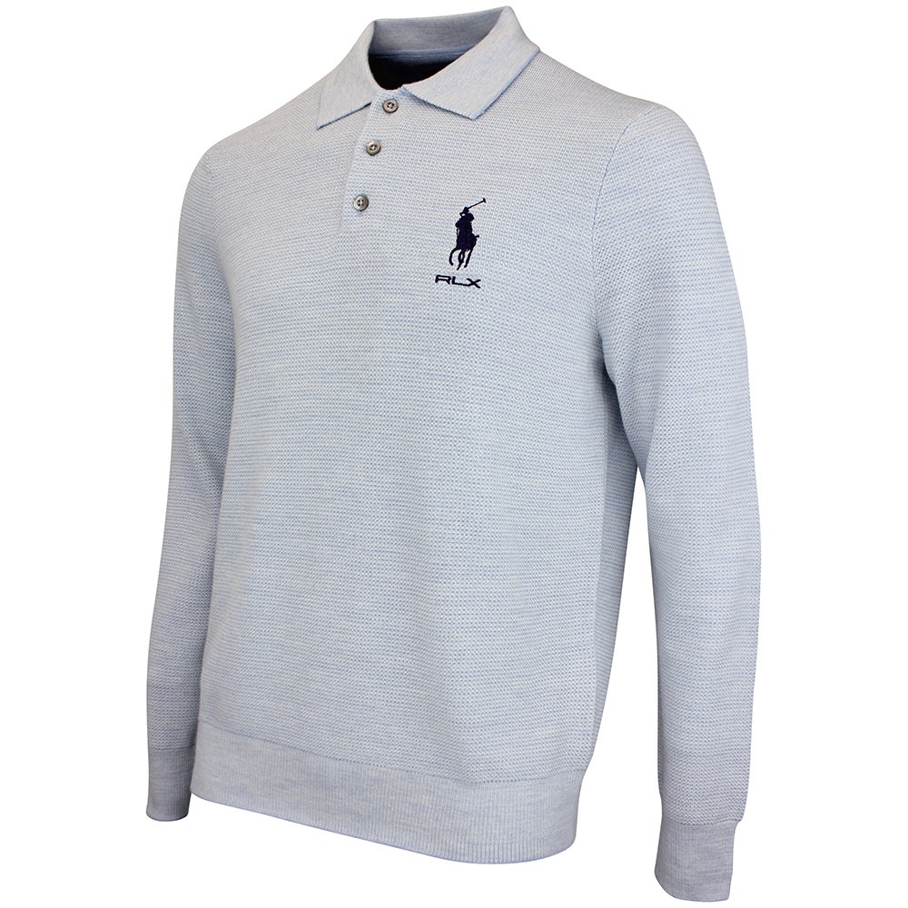 RLX Golf Shirt - RL Tour Pro Logo CoolMax LS - Blue Combo AW26