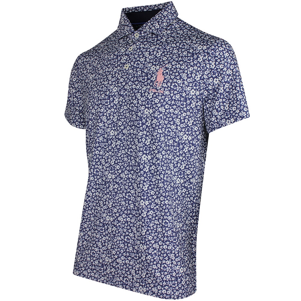 RLX Golf Shirt - RL Tour Pro Logo Ditsy Hibiscus - Refined Navy SS26