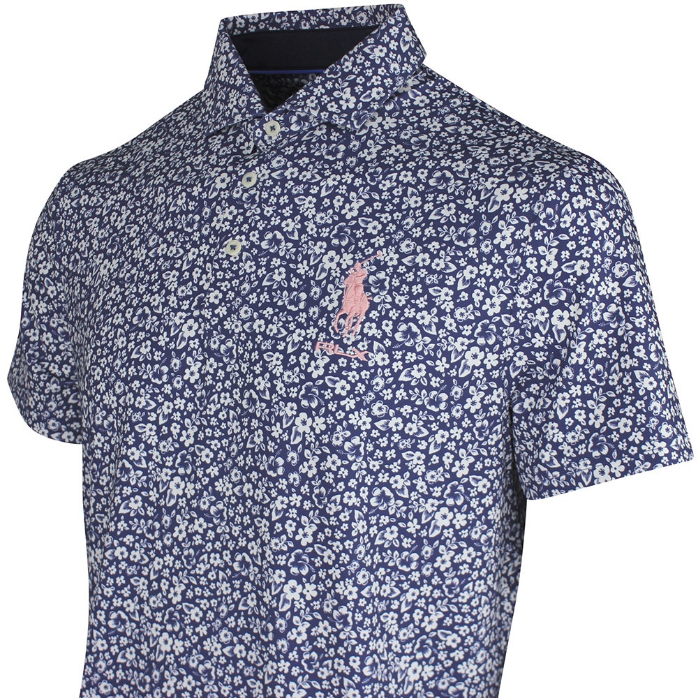 RLX Golf Shirt - RL Tour Pro Logo Ditsy Hibiscus - Refined Navy SS26