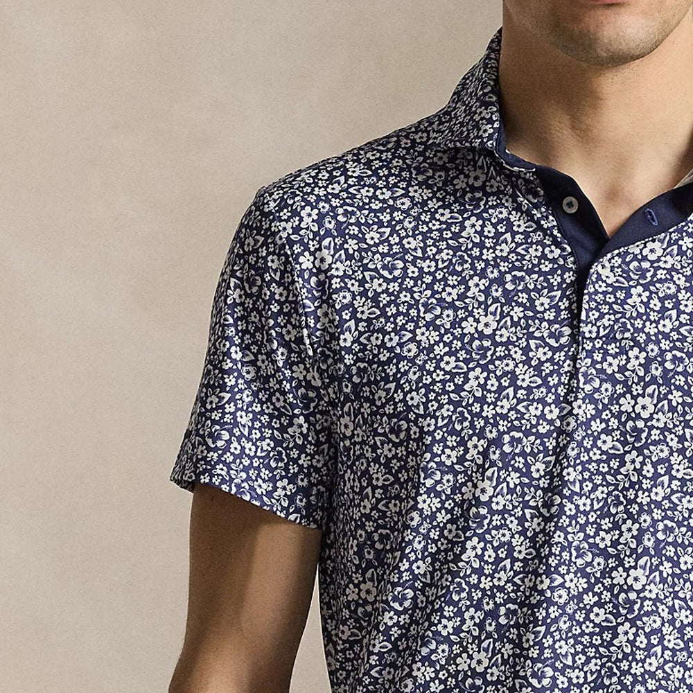 RLX Golf Shirt - RL Tour Pro Logo Ditsy Hibiscus - Refined Navy SS26