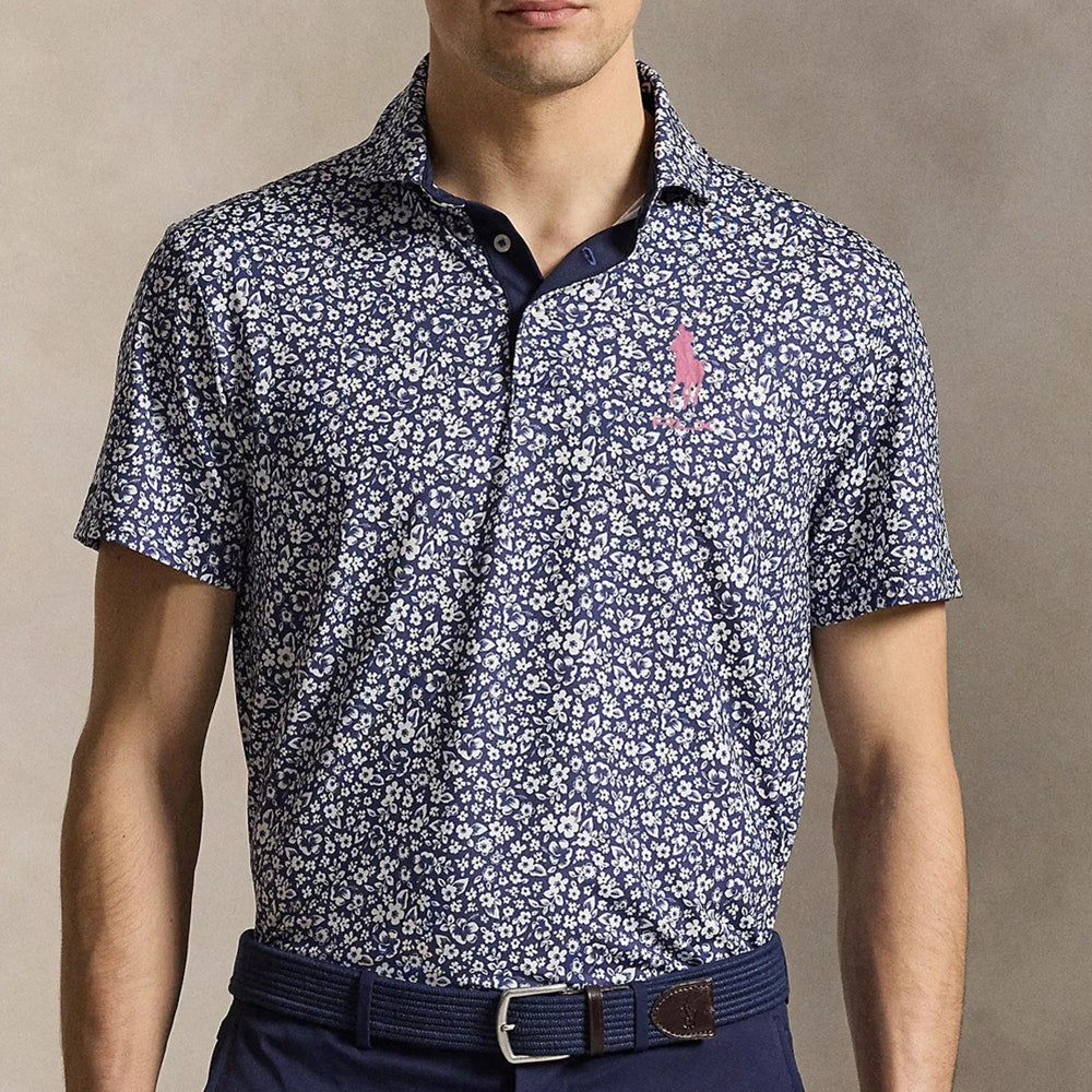 RLX Golf Shirt - RL Tour Pro Logo Ditsy Hibiscus - Refined Navy SS26