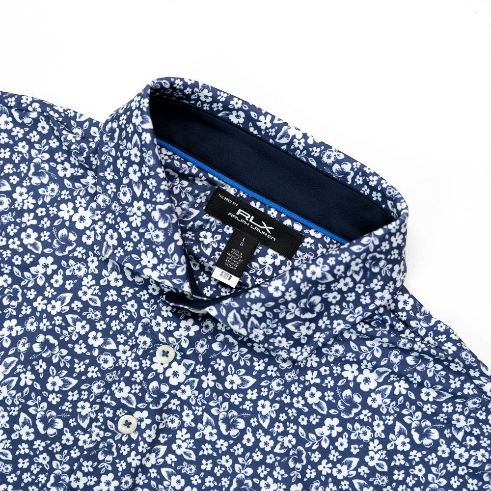RLX Golf Shirt - RL Tour Pro Logo Ditsy Hibiscus - Refined Navy SS26