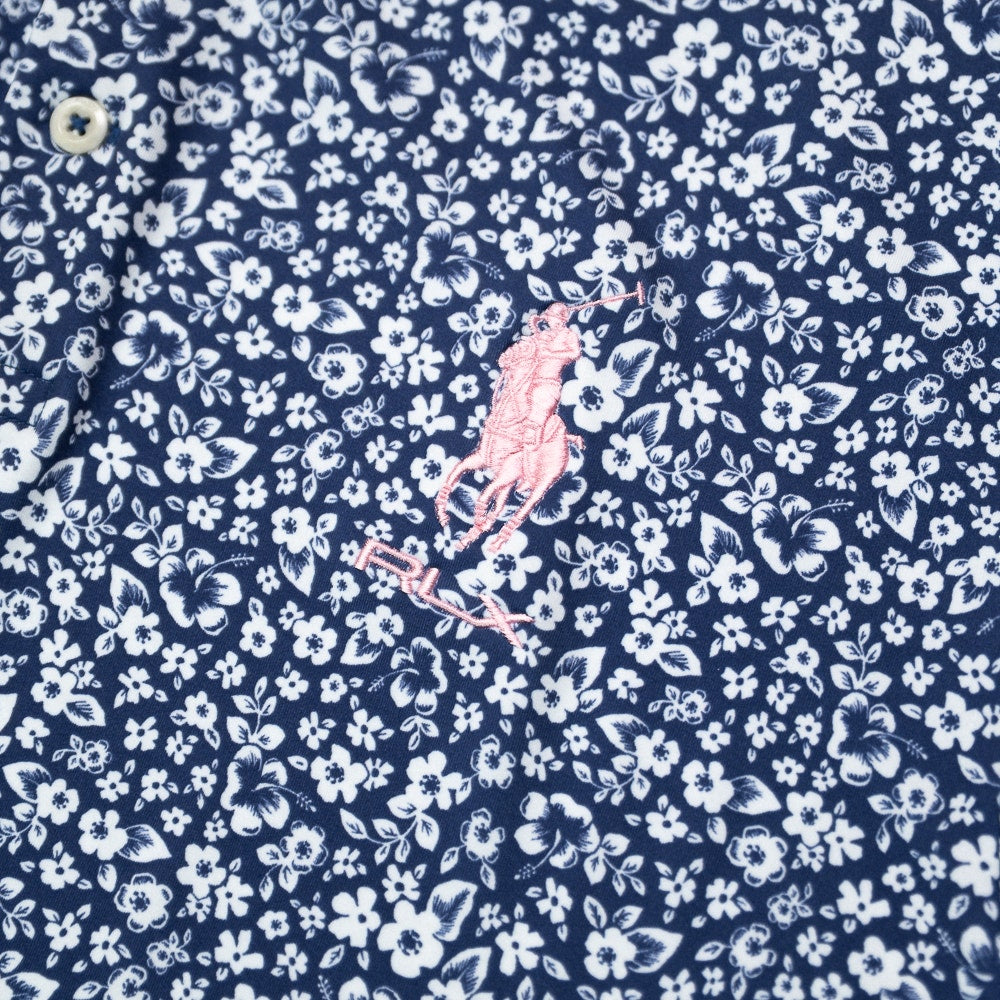 RLX Golf Shirt - RL Tour Pro Logo Ditsy Hibiscus - Refined Navy SS26