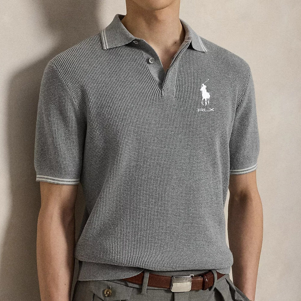 RLX Golf Shirt - RL Tour Pro Logo Knitted Polo - Grey Heather AW26