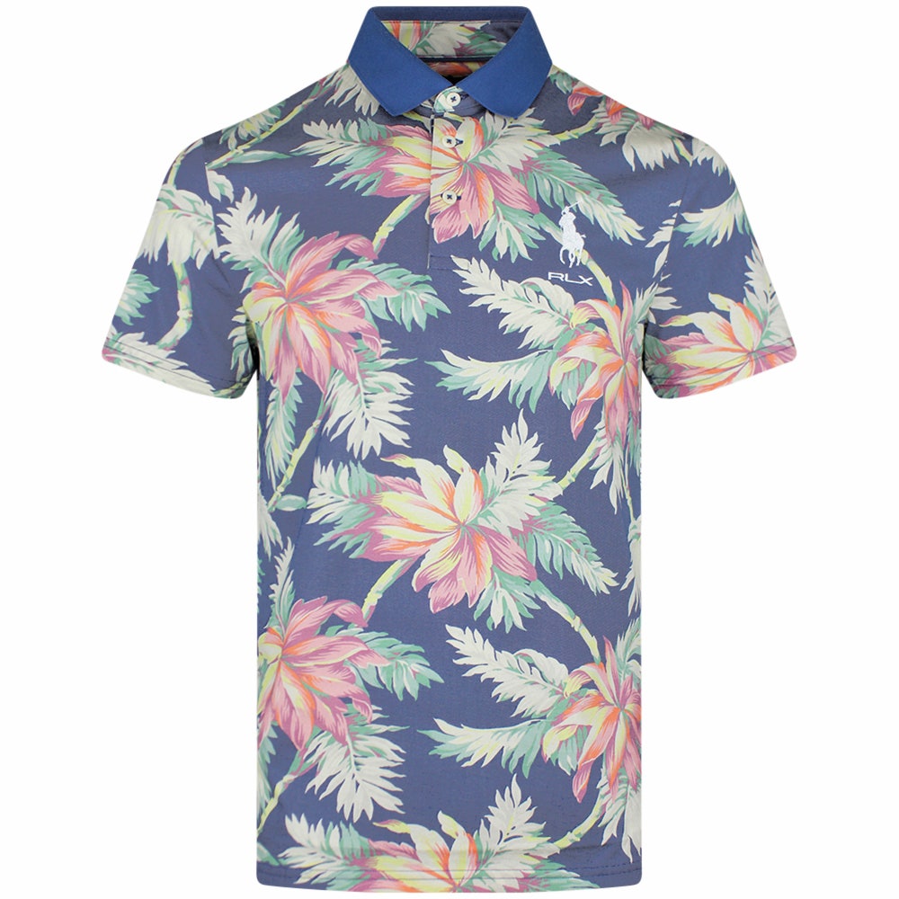 RLX Golf Shirt - RL Tour Pro Logo Palm Floral - Old Royal SS26
