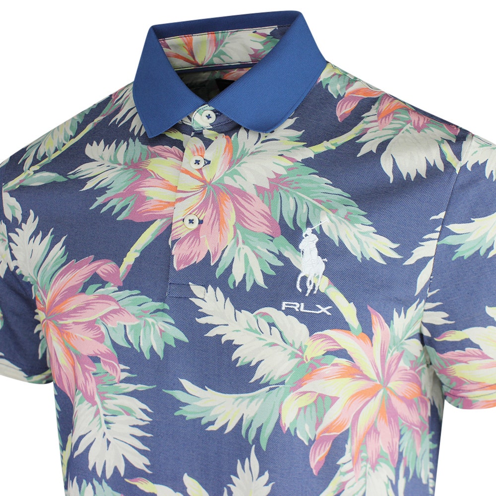RLX Golf Shirt - RL Tour Pro Logo Palm Floral - Old Royal SS26