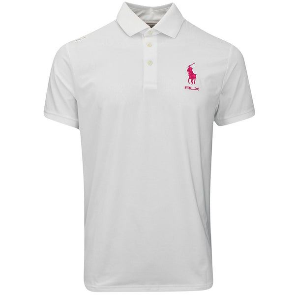 RLX Golf Shirt - RL Tour Pro Logo Polo - White - Fuchsia AW26