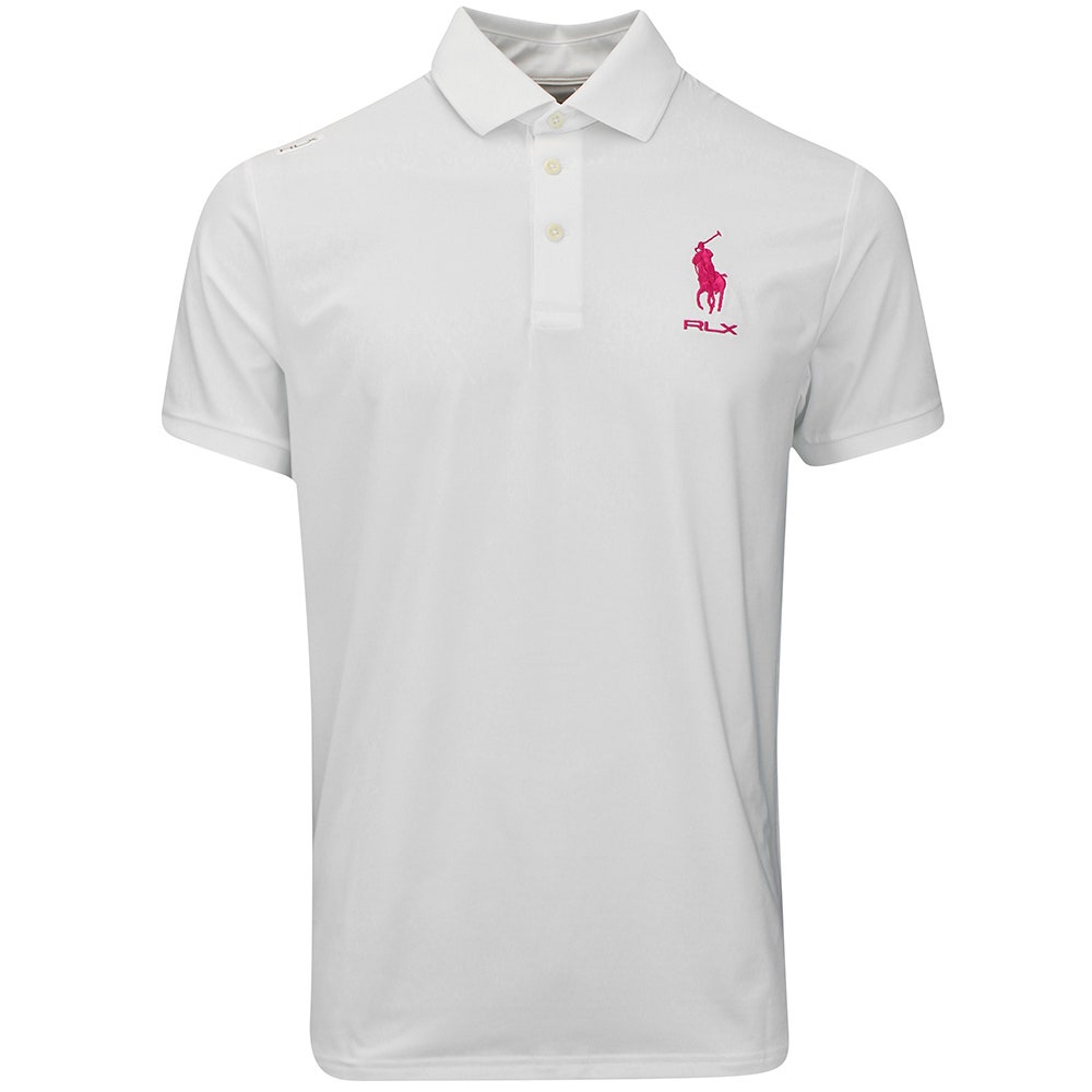 RLX Golf Shirt - RL Tour Pro Logo Polo - White - Fuchsia AW26