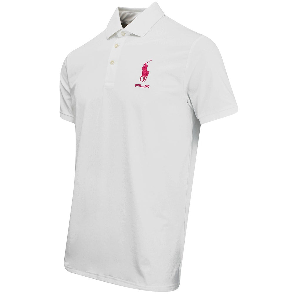 RLX Golf Shirt - RL Tour Pro Logo Polo - White - Fuchsia AW26