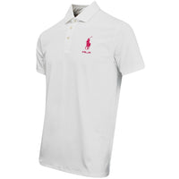 RLX Golf Shirt - RL Tour Pro Logo Polo - White - Fuchsia AW26