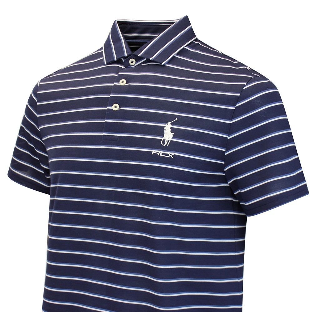 RLX Golf Shirt - RL Tour Pro Logo Stripe Pique - Old Royal M. AW26
