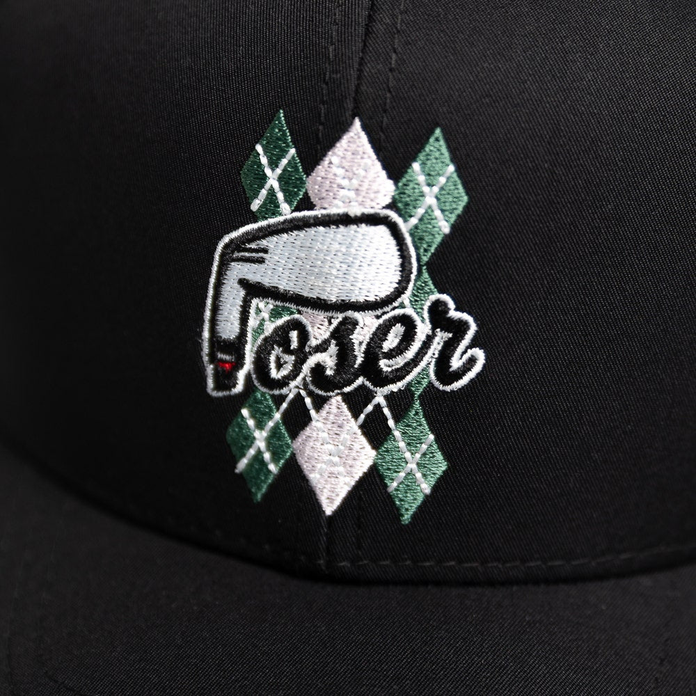 The Poser Club Golf Cap - TPC Argyle Tech Snapback - Black '26