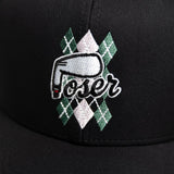 The Poser Club Golf Cap - TPC Argyle Tech Snapback - Black '26