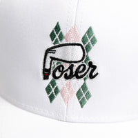 The Poser Club Golf Cap - TPC Argyle Tech Snapback - White '26